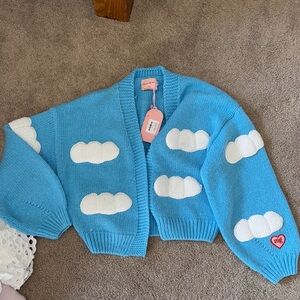 Blue Cloud Pattern Cardigan